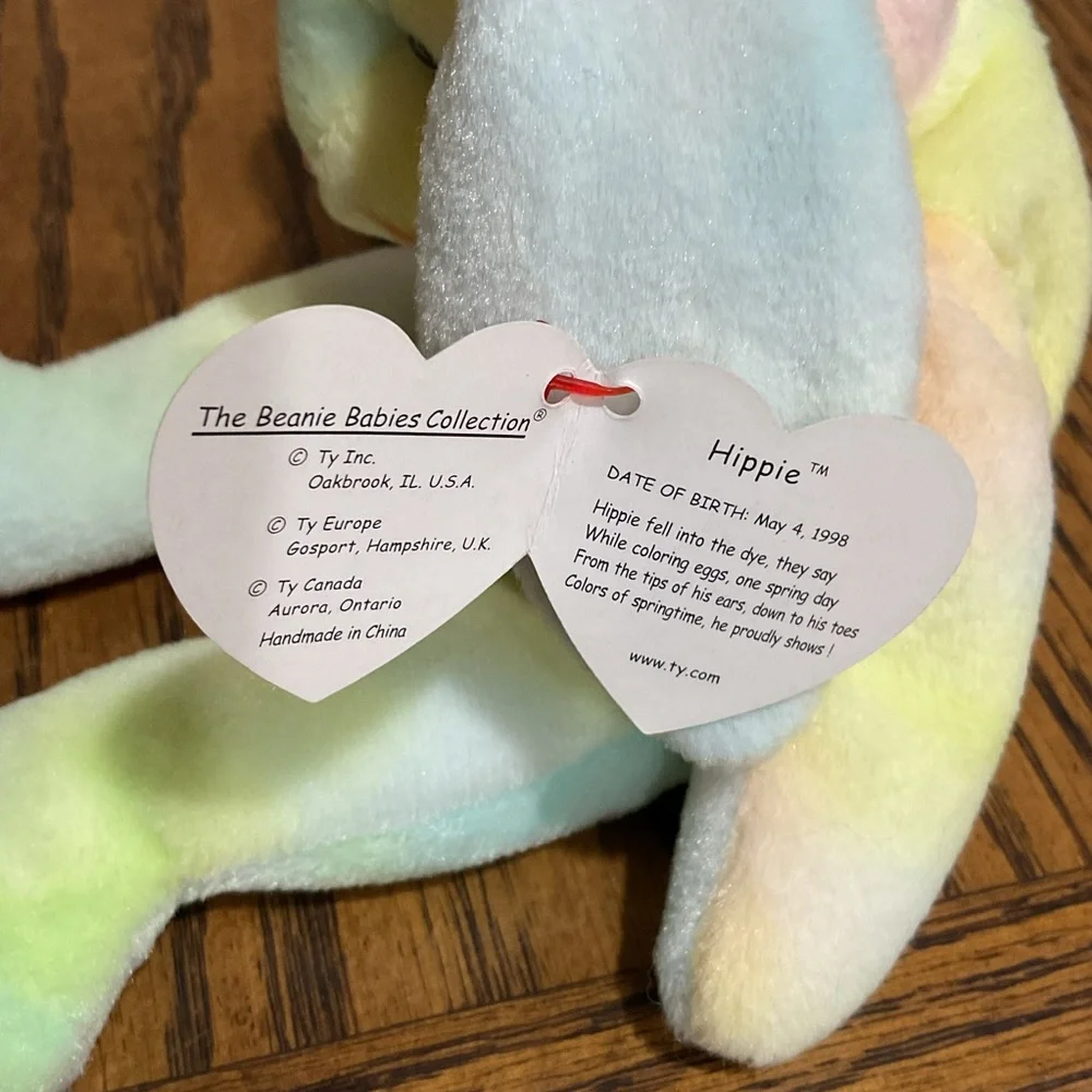Ty HIPPIE Beanie Baby Pastel Bunny Plush Toy Easter